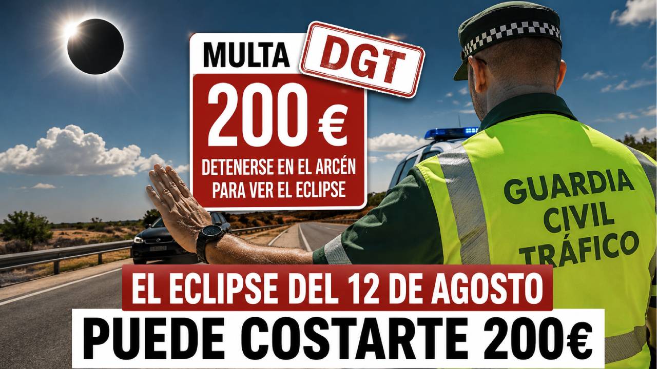 La DGT despliega un dispositivo especial para el eclipse: aparcar en el arcén costará 200 euros